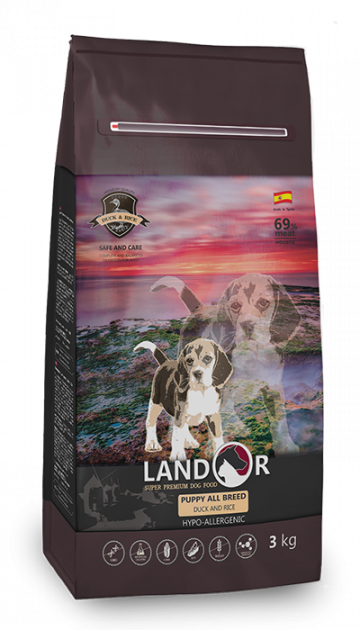 

Сухий корм Landor (Ландор) Рuppy ALL BREED DUCK & RICE 1 кг для цуценят всіх порід качка з рисом