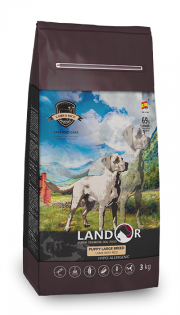 

Сухий корм Landor (Ландор) Рuppy LARGE BREED LAMB & RICE 3кг для цуценят великих порід з ягням та рисом