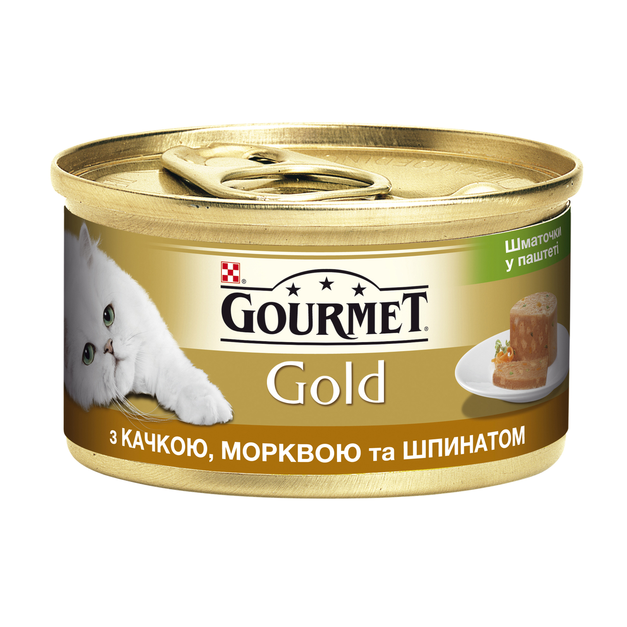 

Влажный корм для кошек Gourmet Gold Pieces in Pate Duck, Carrot & Spinach 85 г x 12 шт