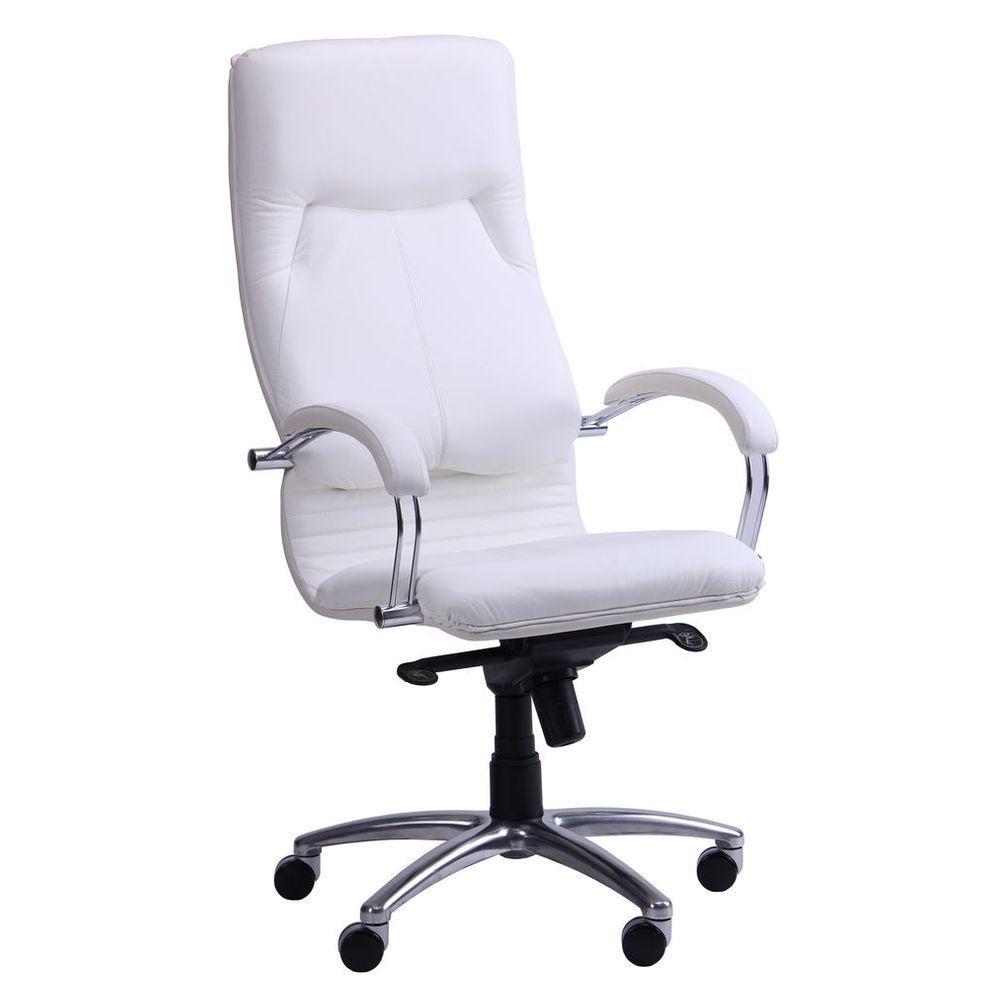 

Кресло офисное Ника HB механизм MultiBlock (MB), металл хром/кожа Люкс двухсторонняя белая AMF