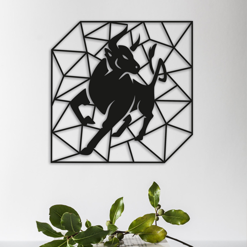 

Деревянная картина - панно Животные Geometric Bull 70х70 см