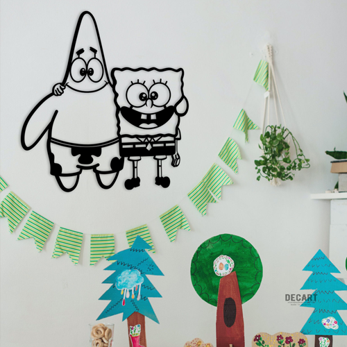 

Деревянная картина - панно Для детей Спанч Боб и Патрик 90х89 см