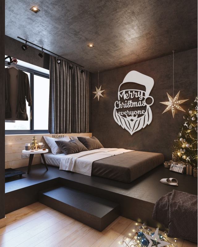

Деревянная картина - панно Новогодние Дед Мороз Merry Christmas 150х90 см