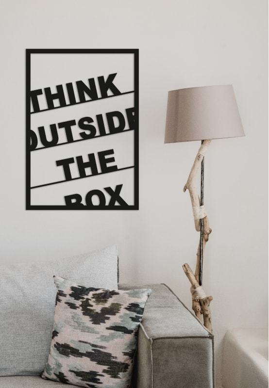 

Деревянная картина - панно Надписи Think Outside The Box 75х100 см