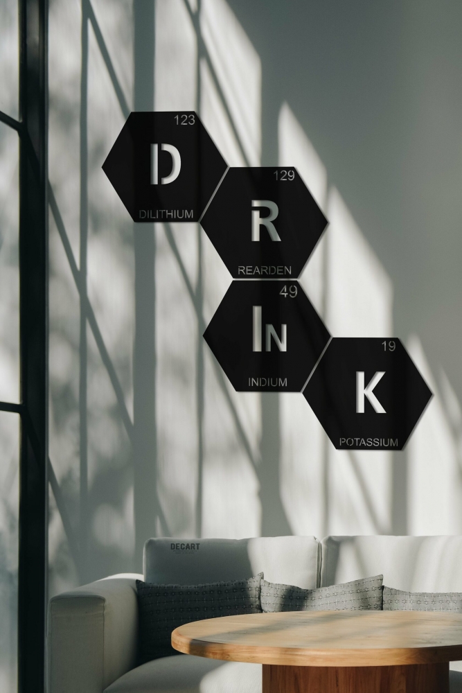 

Деревянная картина - панно Химические элементы SCIENCE DRINK 90x77 см
