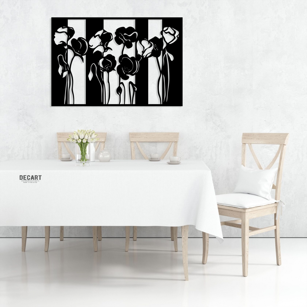 

Деревянная картина - панно Природа Маки 90x60 см