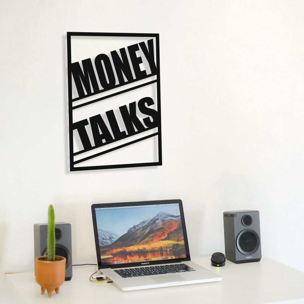 

Деревянная картина - панно Надписи Money talks 110x76 см