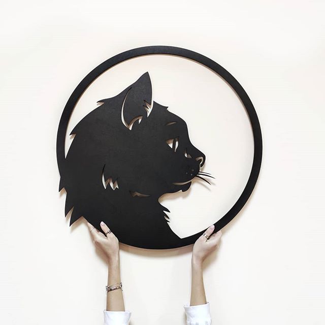 

Деревянная картина - панно Животные Cat circle 50х50 см