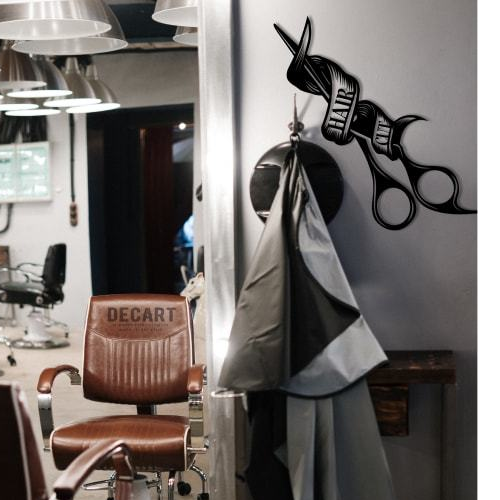 

Деревянная картина - панно Для салонов красоты Hair Cut 70х25 см