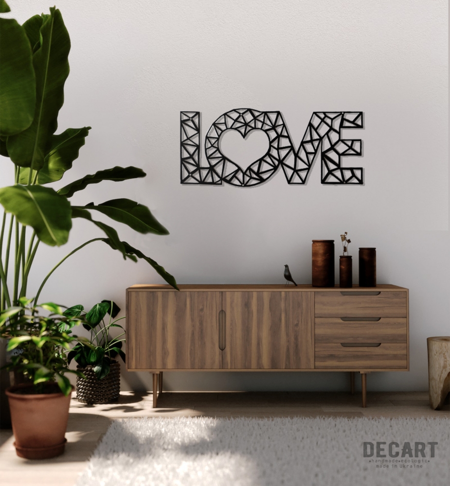 

Деревянная картина - панно Надписи Love Geometric 125х54 см