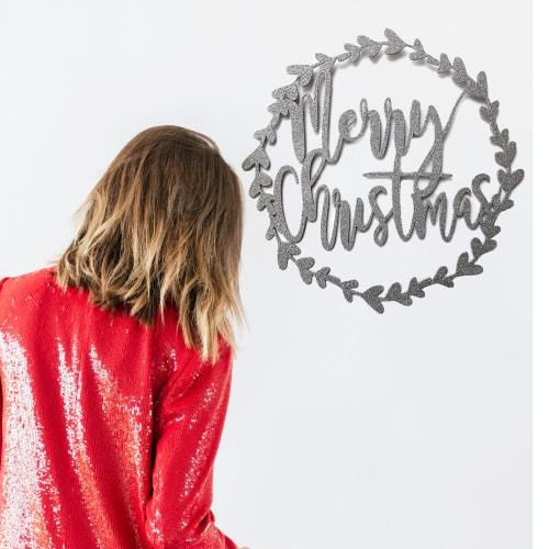 

Деревянная картина - панно Новогодние Венок Merry Christmas 50х50 см