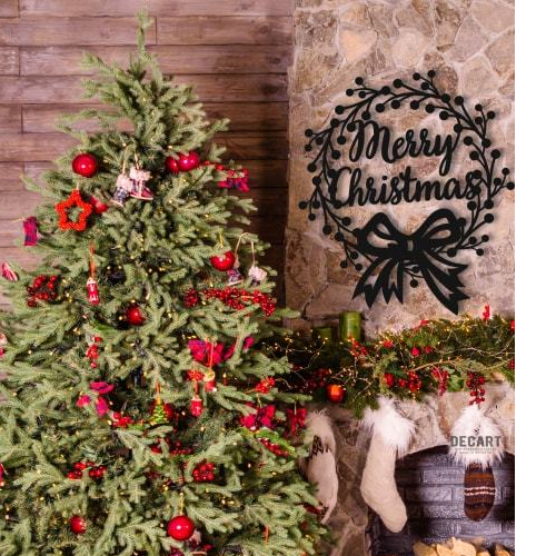 

Деревянная картина - панно Новогодние Merry Christmas 70х61 см