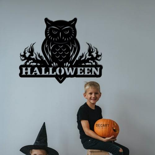 

Деревянная картина - панно Хеллоуин Owl Halloween 90х70 см
