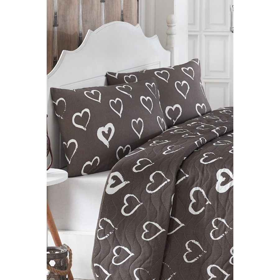 

Покрывало стеганное с наволочками Eponj Home 200х220 см Кофейный 000165606