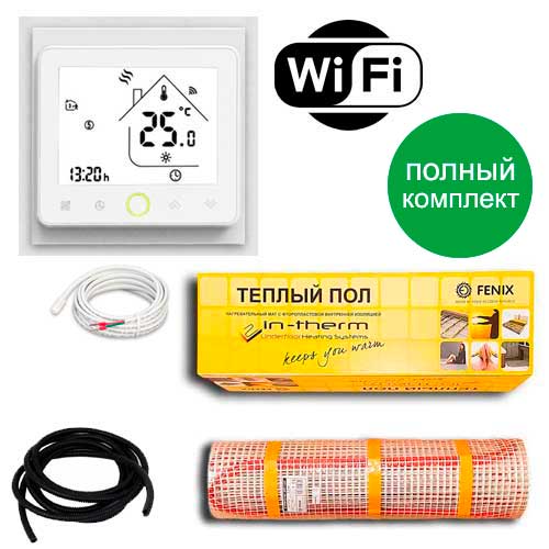 

Теплый пол двухжильный нагревательный мат IN-Term ECO 200 + программируемый WiFi терморегулятор PWT-002 1.4 м.кв - 270Вт