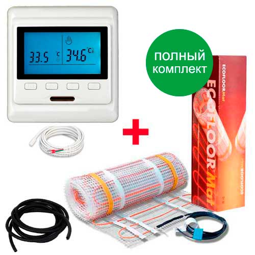 

Теплый пол Fenix нагревательный мат LDTS M-160 + программируемый терморегулятор с двумя датчиками (пол + воздух) 4 м.кв - 640Вт