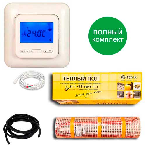 

Теплый пол двухжильный нагревательный мат IN-Term ECO 200 + программируемый терморегулятор T4 7.9 м.кв - 1580Вт