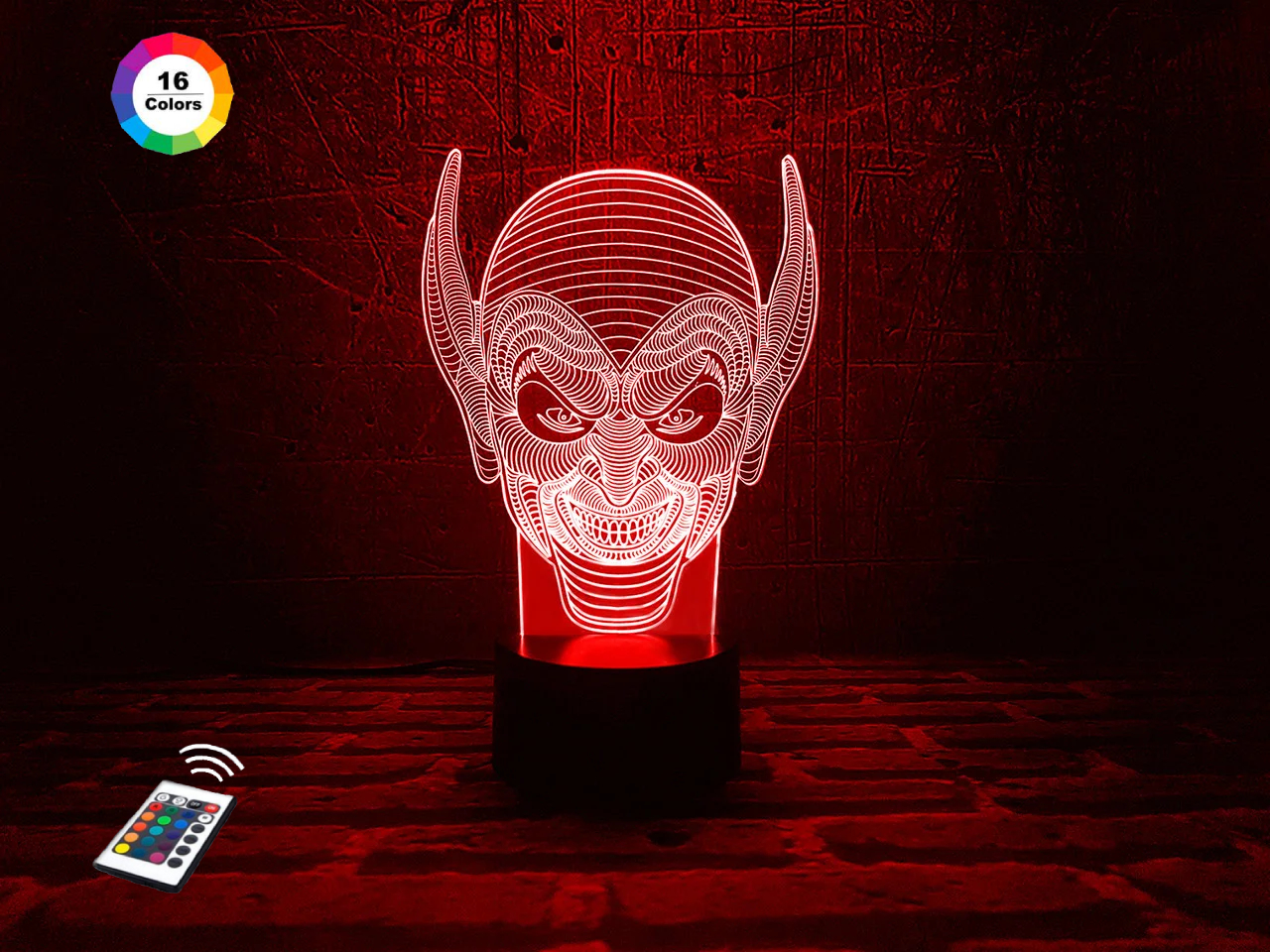 

3D ночник "Гоблин" (УВЕЛИЧЕННОЕ ИЗОБРАЖЕНИЕ) подарочная упаковка + 16 цветов + пульт ДУ + сетевой адаптер + батарейки (3ААА) 3DTOYSLAMP