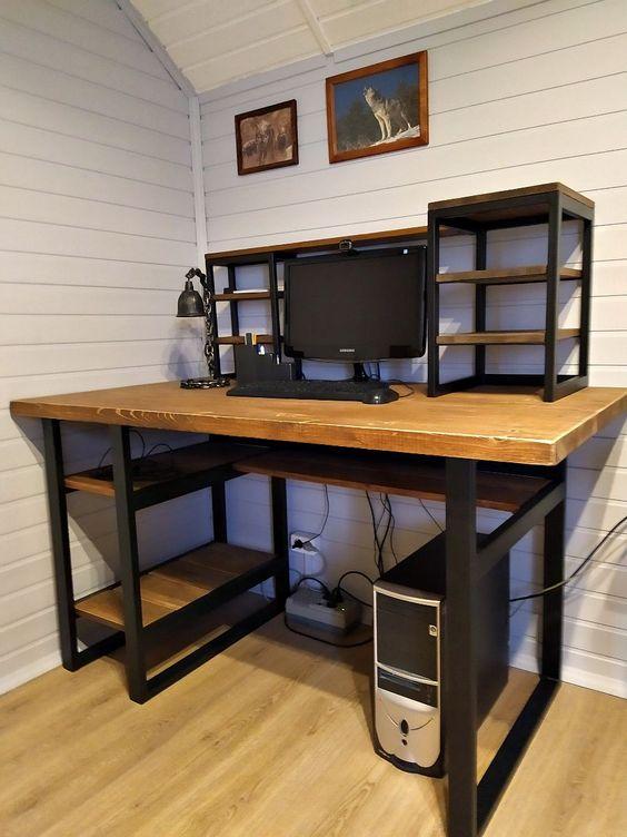 

Дизайнерский Письменный офисный стол с полками в стиле Лофт Loft Design RV625 ()