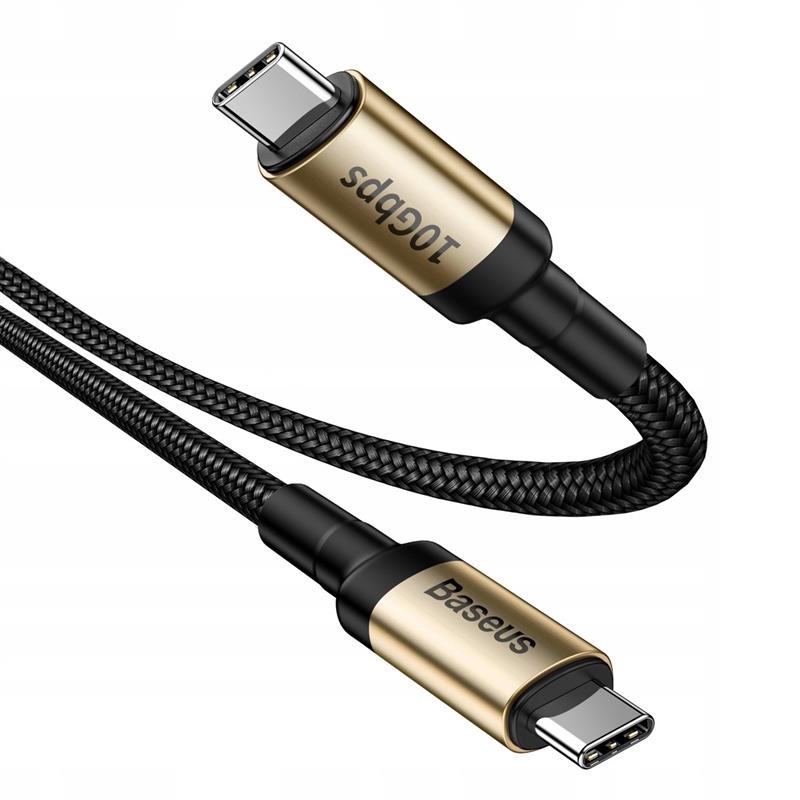 

Кабель Baseus Cafule USB Type-C-USB Type-C, PD, 5A, 20V, 100W, 1м Black/Gold (CATKLF-SV1)