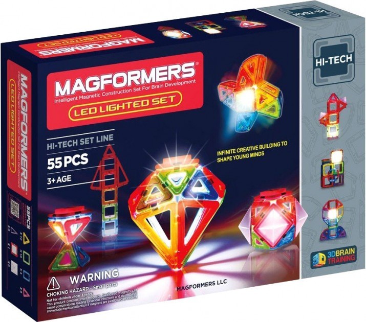 

Конструктор магнитный Magformers Набор с LED подсветкой 55 элементов (709001)