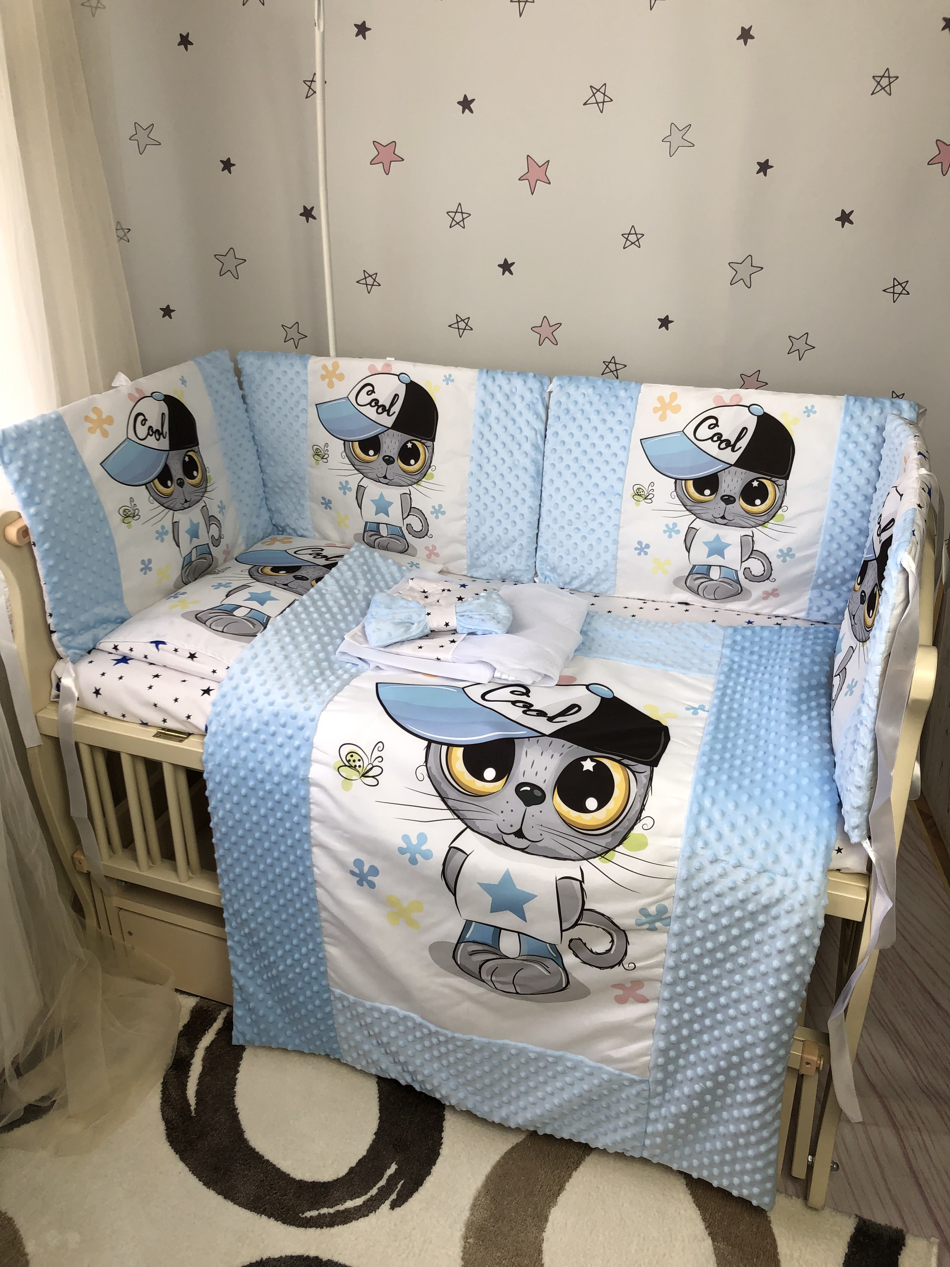 

Комплект постельного белья Baby Comfort Люкс Котенок голубой 7 элементов