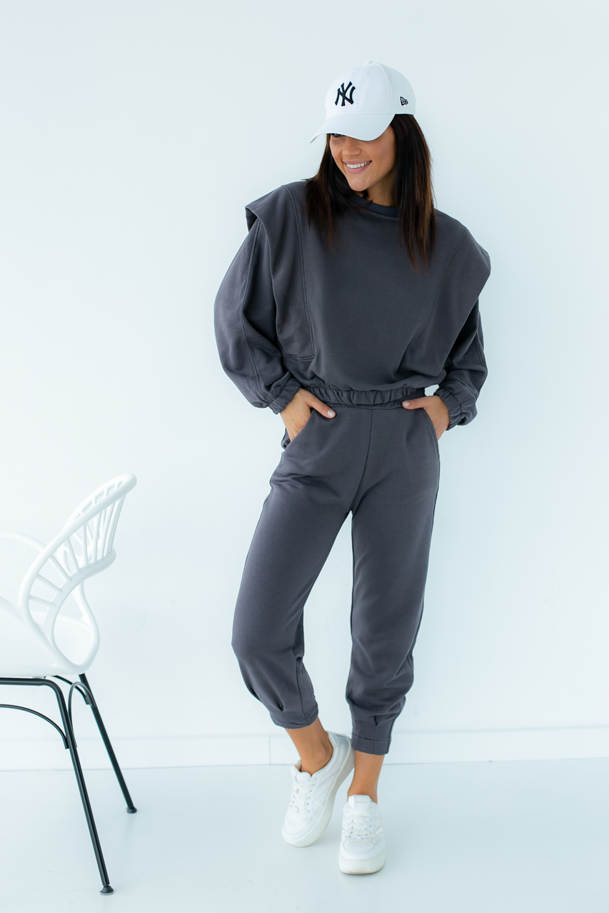 

Спортивный костюм с декоративными складками на плечах Barley - темно-серый цвет, L ( 1025852207)