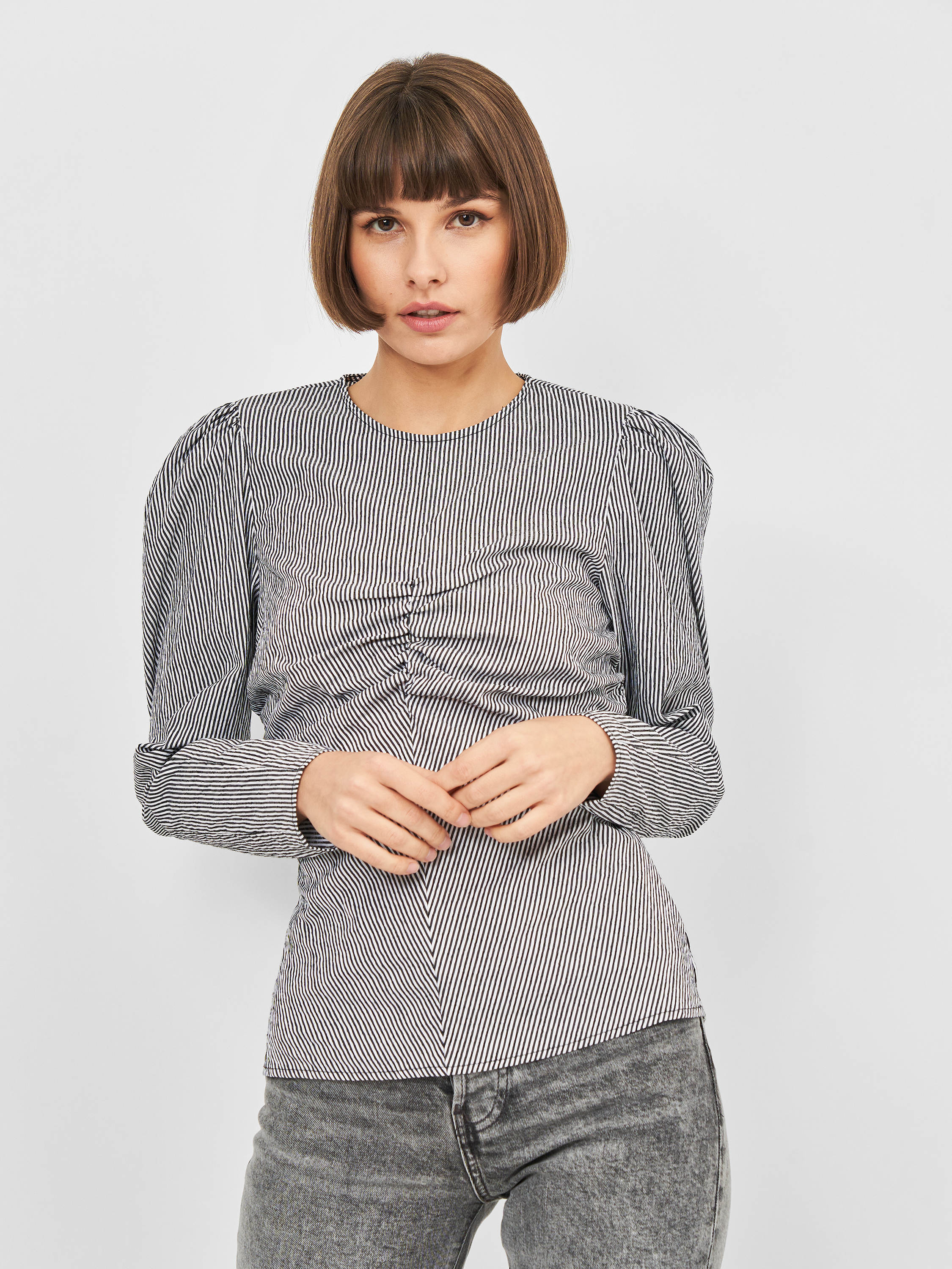 

Блузка Zara 4786/287/064  Белая в черную полоску, Блузка Zara 4786/287/064 XS Белая в черную полоску
