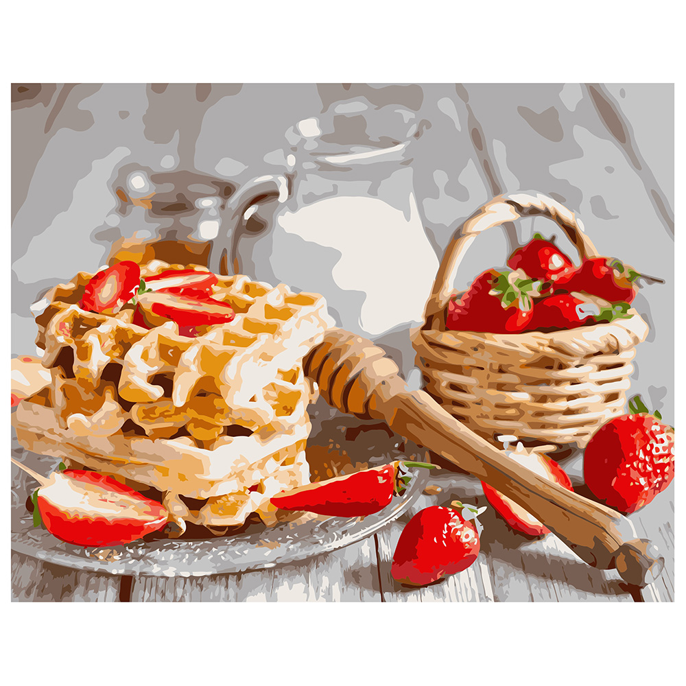 

Набір для розпису по номерах "Віденські вафлі з полуницею", розміром 40х50 см