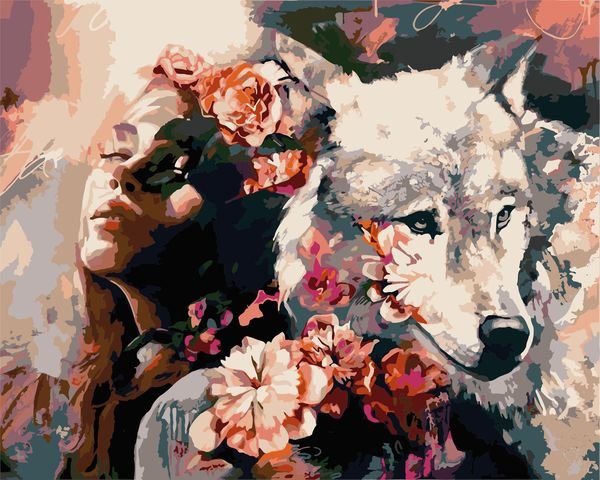 

Набір для розпису по номерах "Дівчина з вовком", розміром 40х50 см (VA-0051)