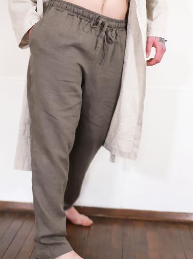 

Мужские льняные штаны серые  - linen island, Мужские льняные штаны серые XL - linen island
