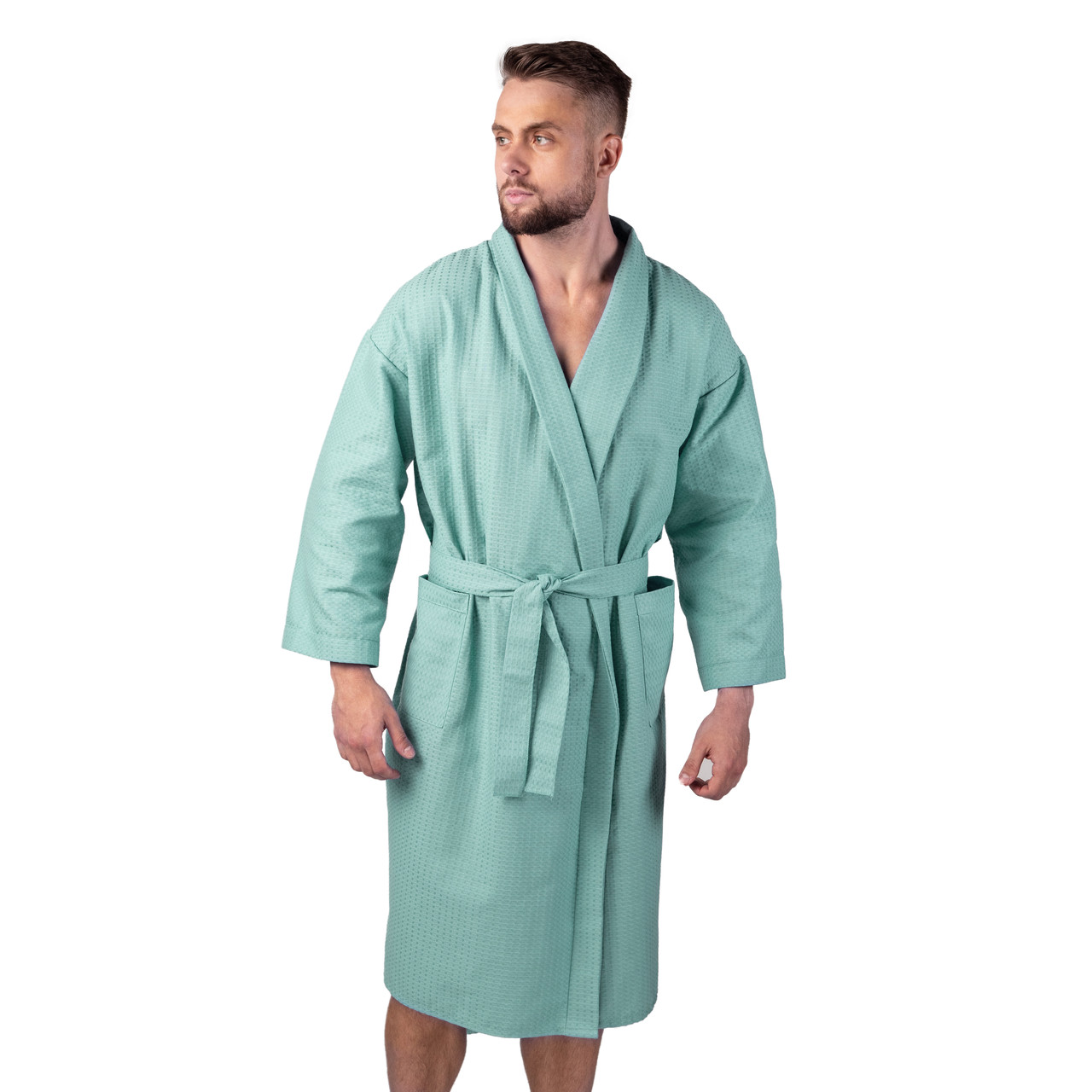 

Вафельный халат Luxyart Кимоно 50-52 L хлопок Голубой (LS-1703)