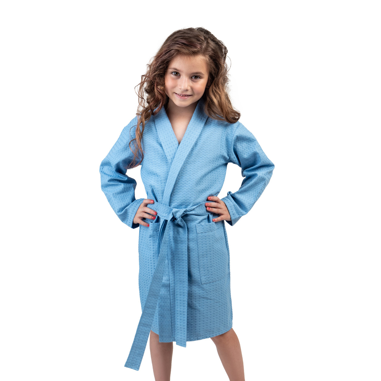 

Детский вафельный халат Luxyart 4-7 лет 30-32 хлопок синий (LS-191)