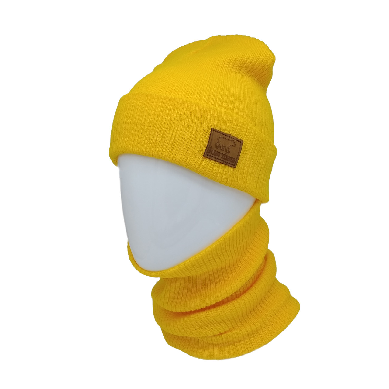 

Вязаная шапка КАНТА с Buff снуд унисекс 50-60 Желтый (OC-924)