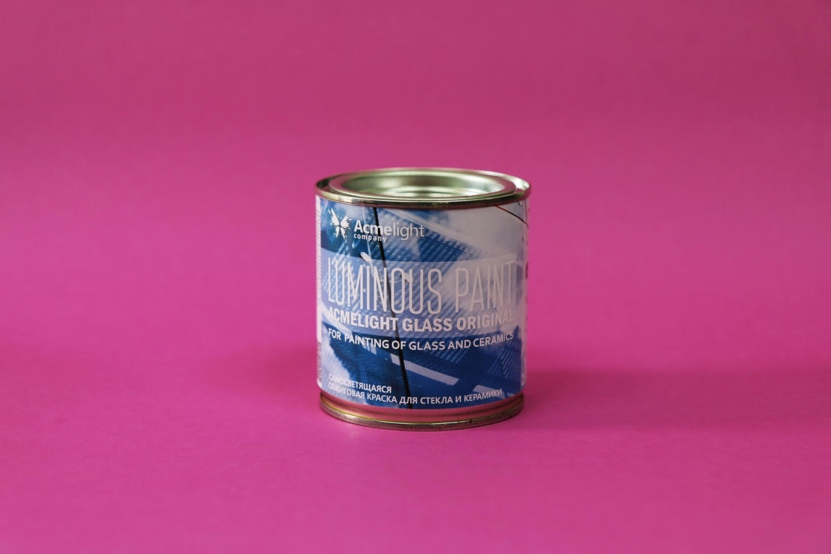 

Краска светящаяся, обжиговая для стекла AcmeLight Glass Original белая с зеленым свечением 0,25 л