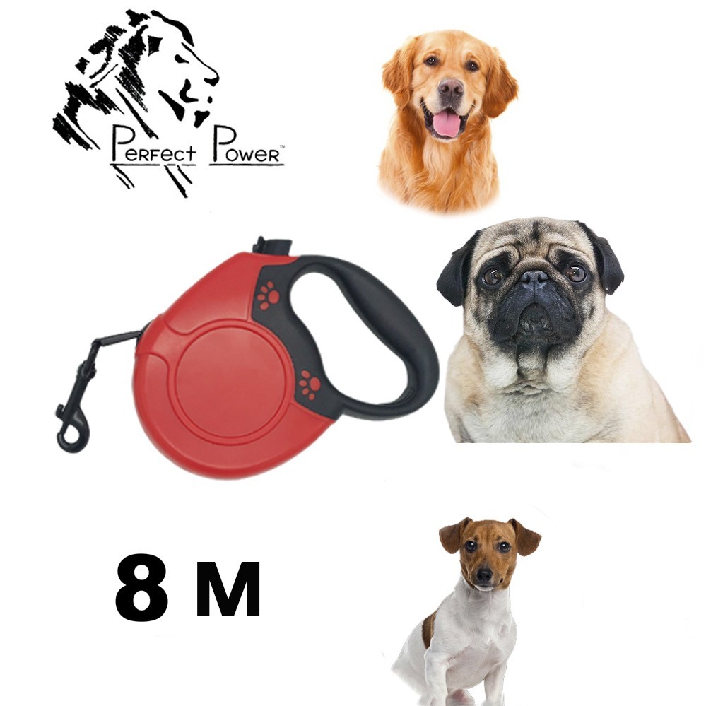 

Поводок рулетка с выдвижной лентой для собак 8 м прочный для крупных пород Perfect Power