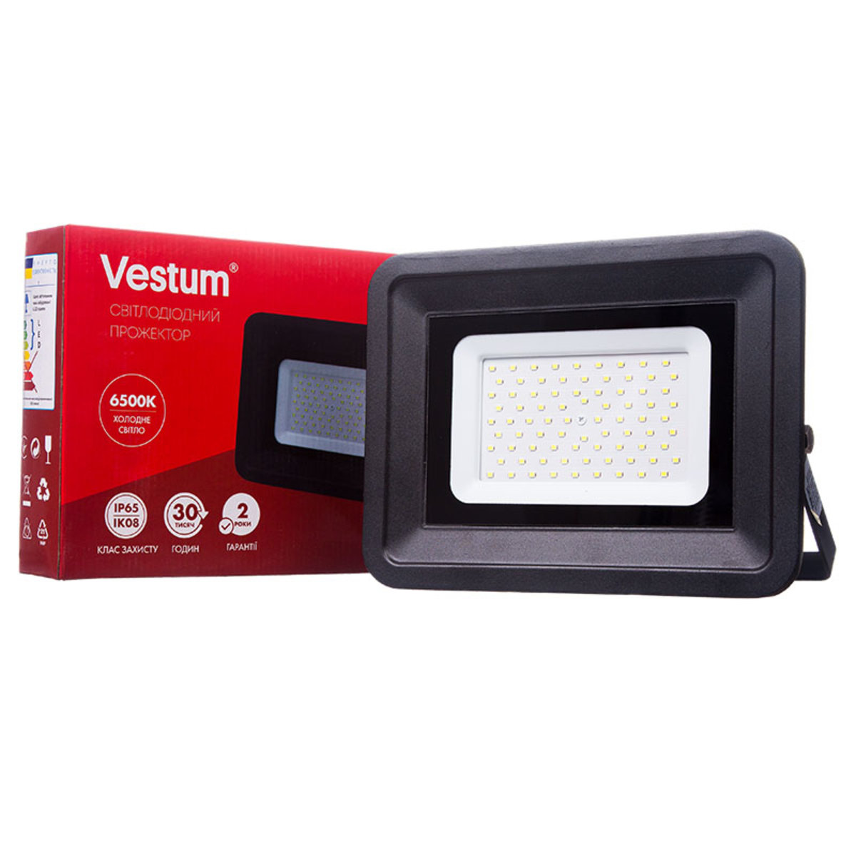 

Светодиодный прожектор Vestum 70W 6100Лм 6500K 185-265V IP65 1-VS-3005