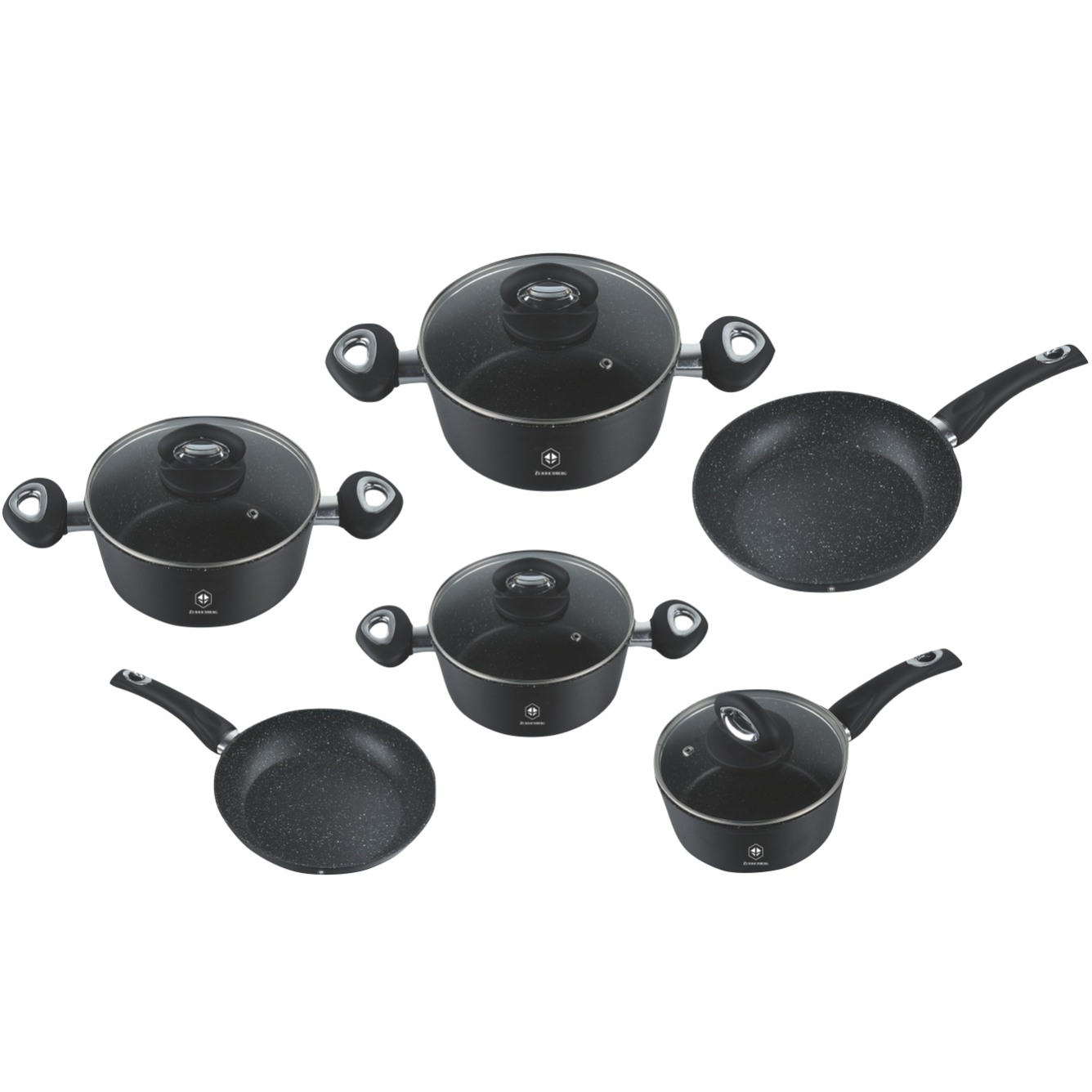 

Набор посуды с мраморным покрытием ZBP-7154 black