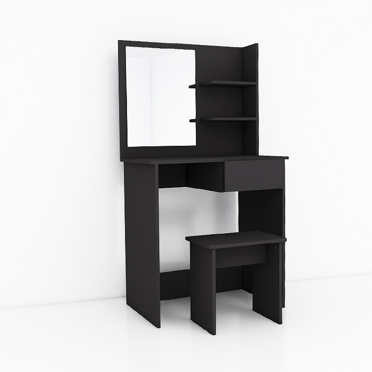 

Туалетный столик AVKO ADT 005 Black с зеркалом + пуфик и 2 полочки