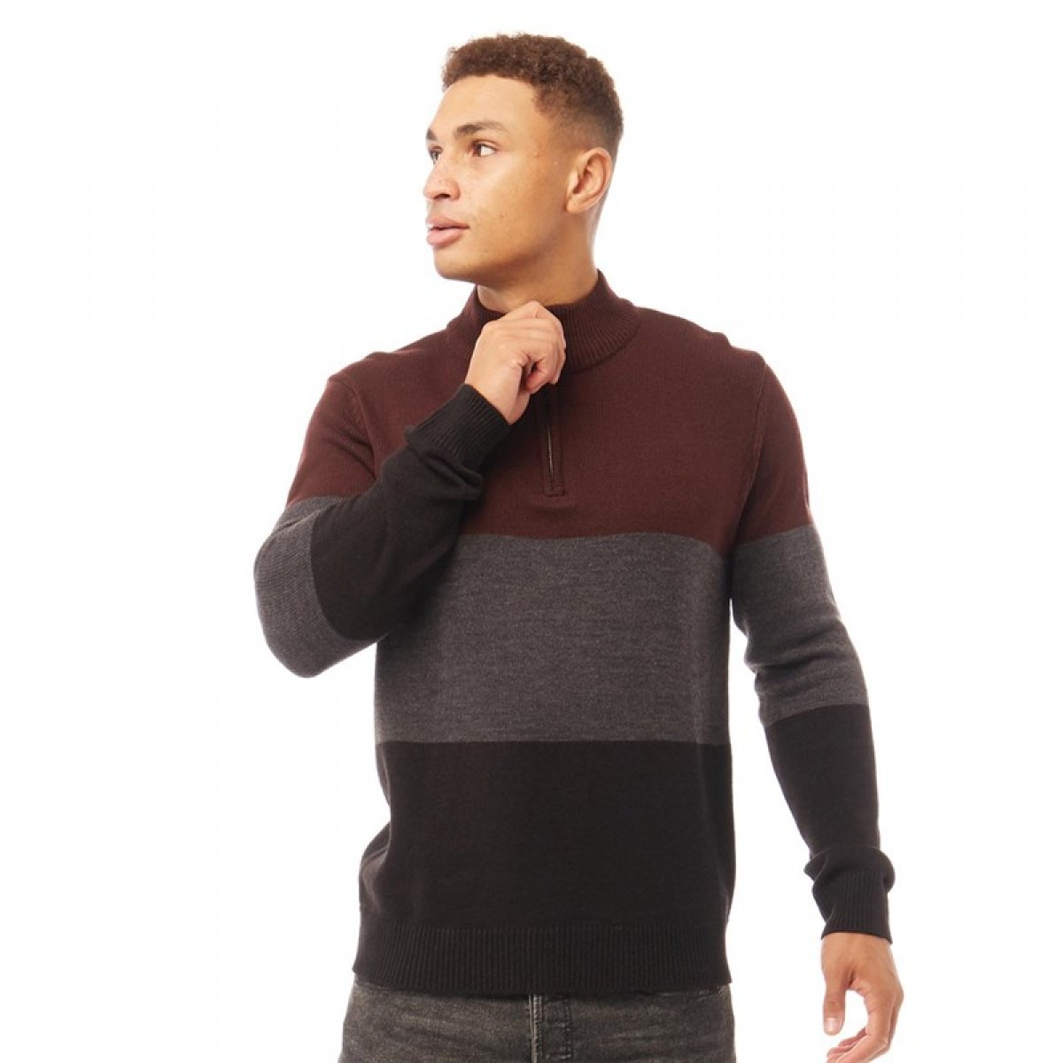 

Джемпер Brave Soul Briceon 1/4 Zip Funnel Neck Oxblood/Slate Grey Marl/Jet Black Multi, S (44)