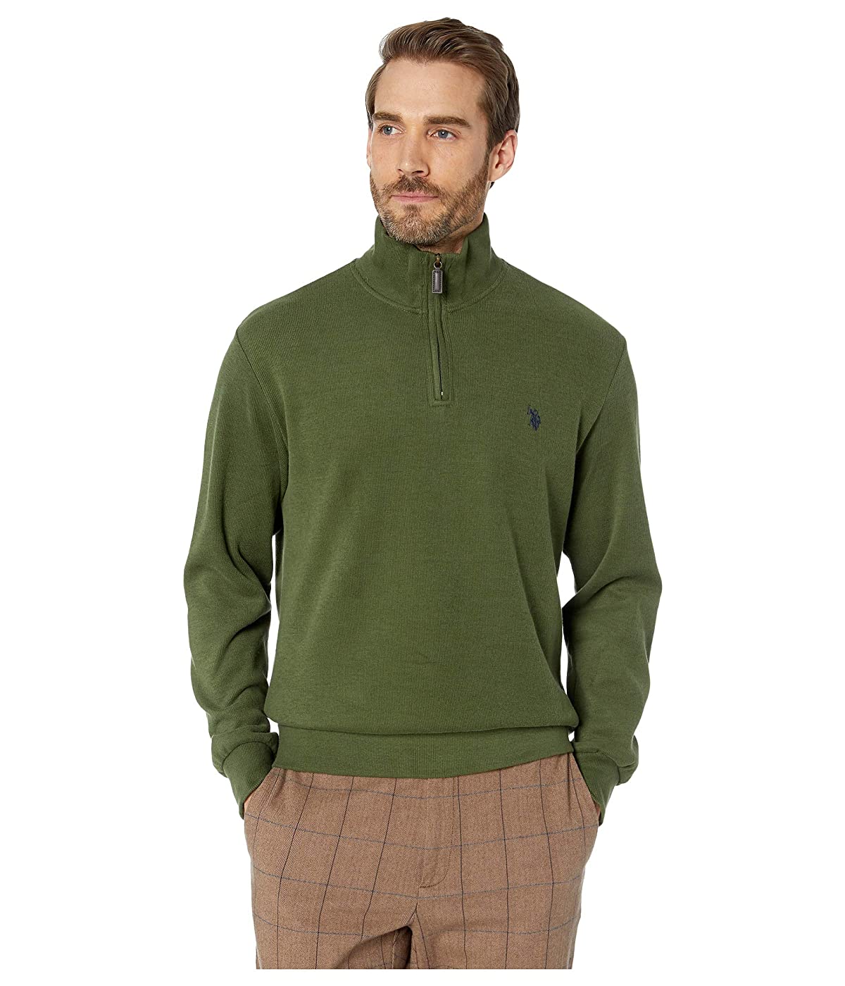 

Толстовка U.S. POLO 1/4 Zip Flatback Rifle Green, L (48)
