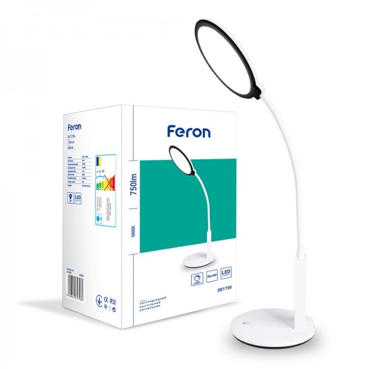 

Лампа настольная Feron DE1730 16W 5000К 750lm белая