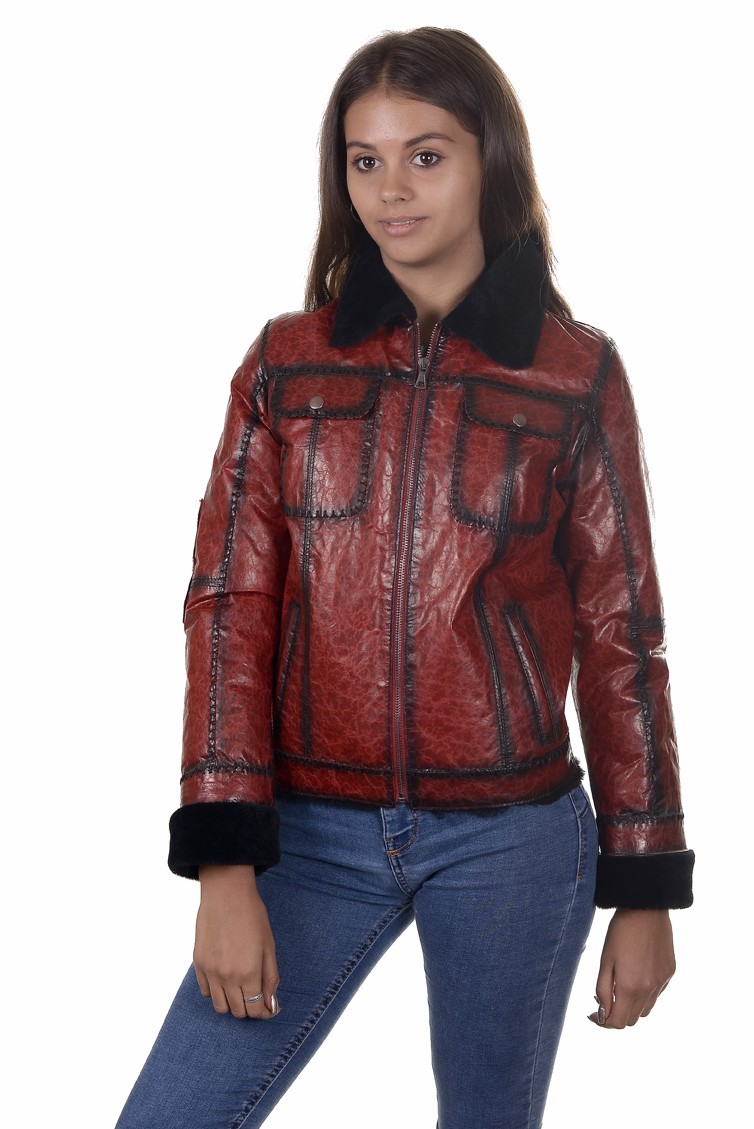 

Дубленка Genuine Leather XS Красная