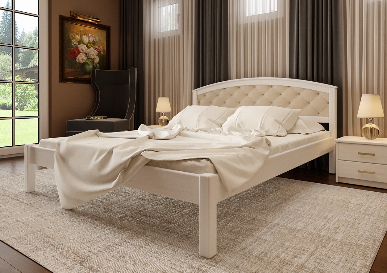 

Кровать Британия мягкое изголовье ЧДК 140х190 эмаль Белый