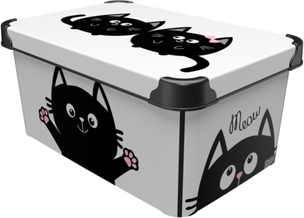 

Контейнер для хранения с крышкой Qutu Style Box Meow Black 10 л (STYLE BOX с/к MEOW BLACK 10л.)