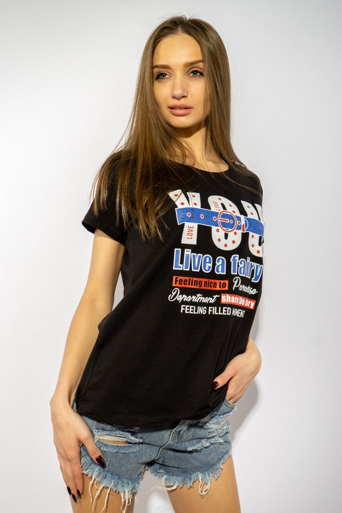 

Стильная женская футболка 85F282 (Черный) S