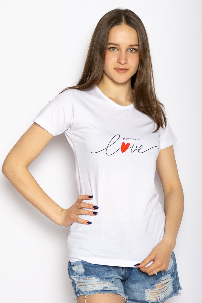 

Футболка женская с надписью Love 600F024 (Белый) L