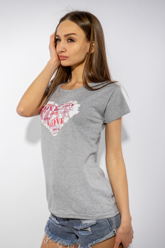 

Футболка женская сердце love 85F288-3 (Темно-серый) XL