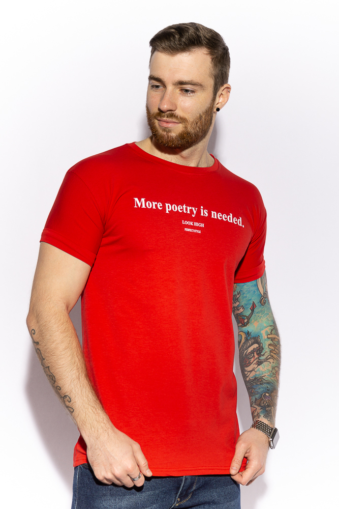 

Футболка с надписью на груди 85F395 (Красный) XXL