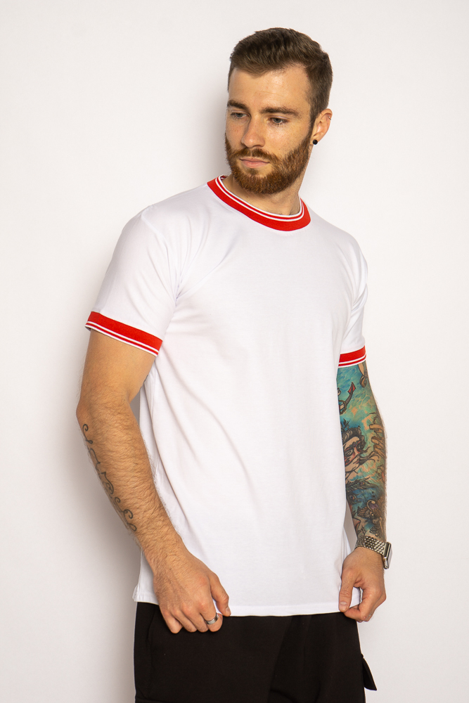 

Футболка с полосками на вырезе 85F0330 (Белый) XXL